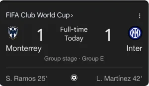 Inter Milan vs Monterrey ends 1-1